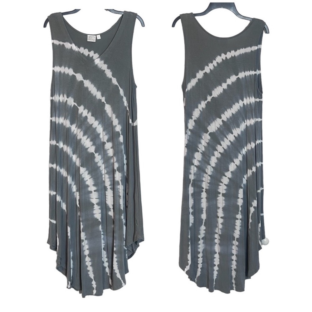 Beach Break Tie Dye Maxi Dress size Large Gray White